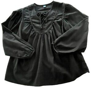 Old Navy Peasant Top sz M Dark Cottagecore Fairy Grunge Goth Tiered Black